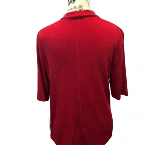 A New Day Large Red Ribbed Knit Blouse S/S Brand New With Tags - Picture 2 of 5